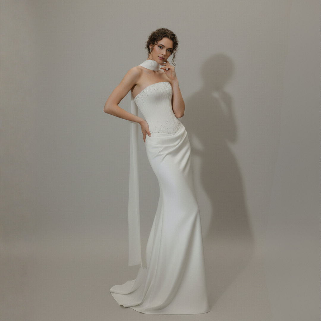 Modern Romantic Lace Fit and Flare Wedding Gown | Silque Bridal