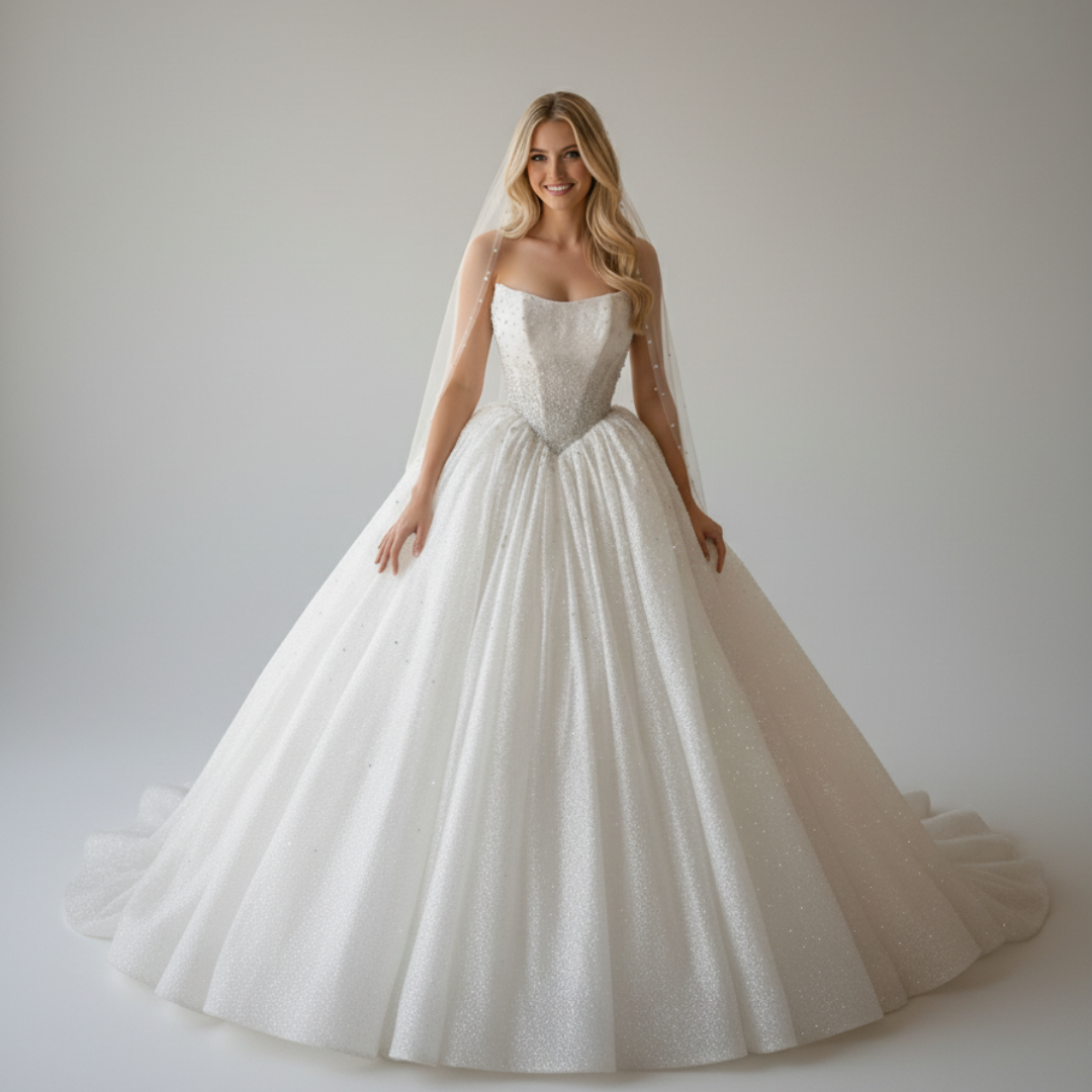 Sparkle Ball Gown Wedding Dress with Beaded Corset | Silque