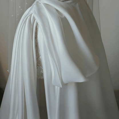 2 - in - 1 beaded mini corset gown with a detachable satin overskirt — elegant, modern, and couture - crafted for the confident Silque bride. - Wedding Dress - SilqueBridal