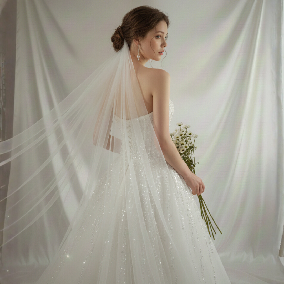 Strapless Sparkle A-Line Wedding Dress – Elegant Beaded Tulle Bridal Gown | Silque Bridal