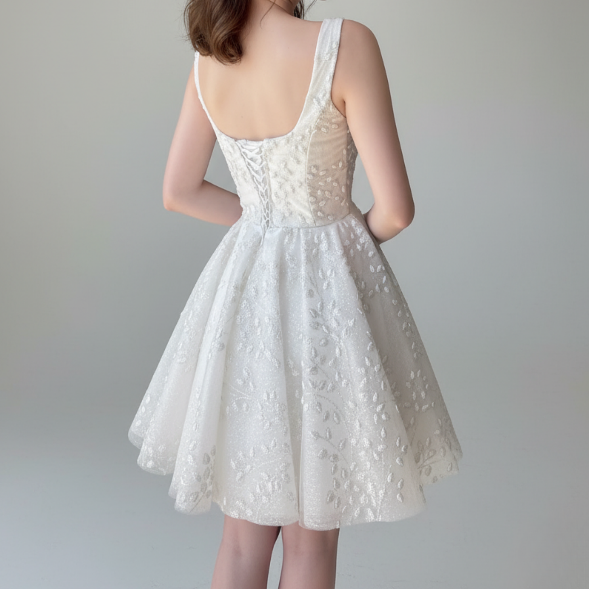 Short Embroidered Tulle Mini Wedding Dress – Silque Bridal