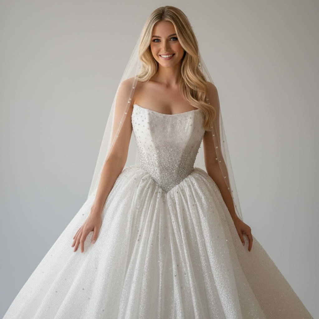 Sparkle Ball Gown Wedding Dress with Beaded Corset | Silque
