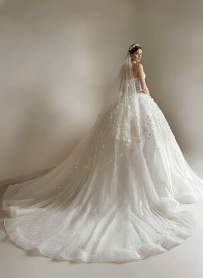3D Floral Sparkle Ball Gown Wedding Dress with Beaded Corset | Silque - Wedding Dress - SilqueBridal