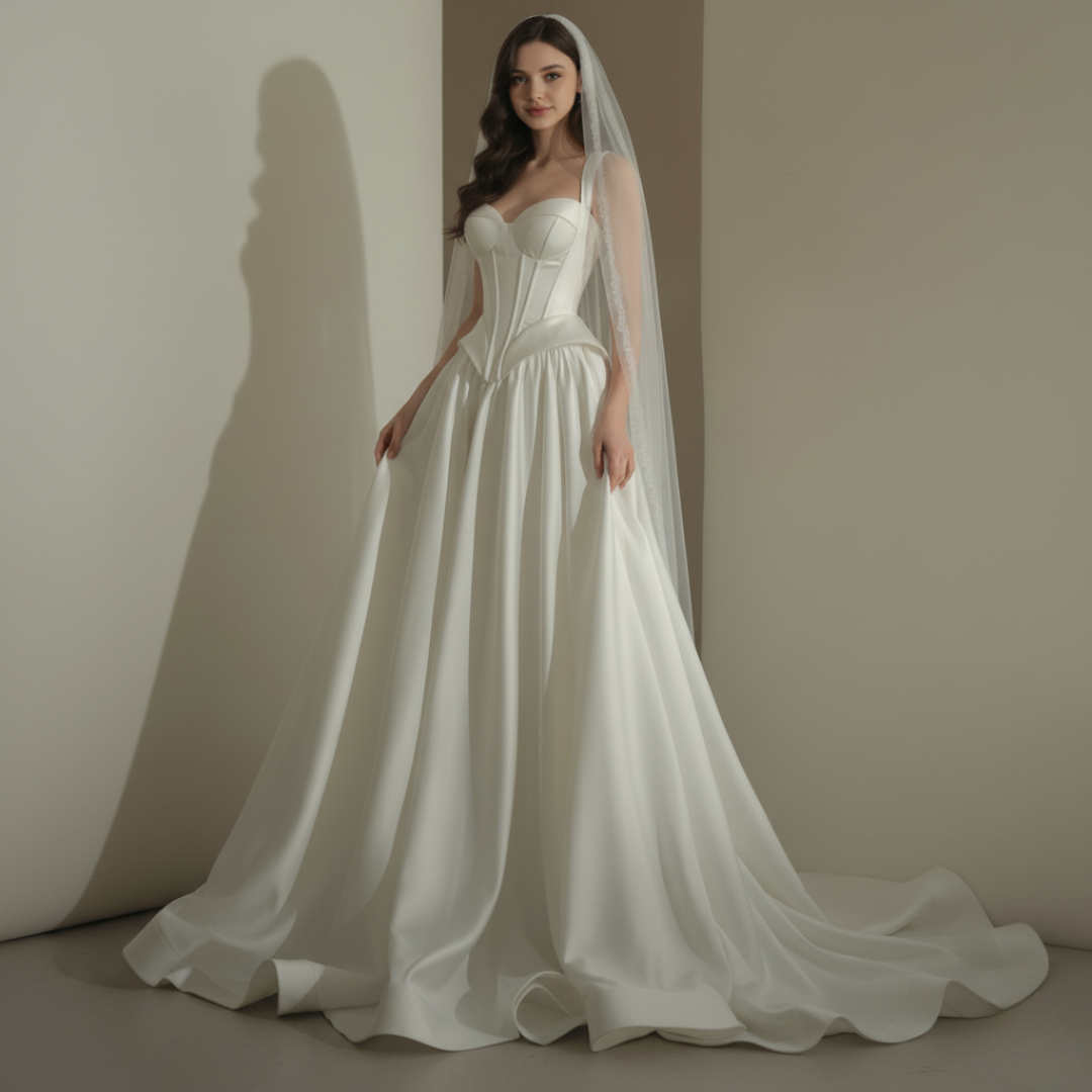Corset Satin Sweetheart Wedding Gown – Silque Bridal