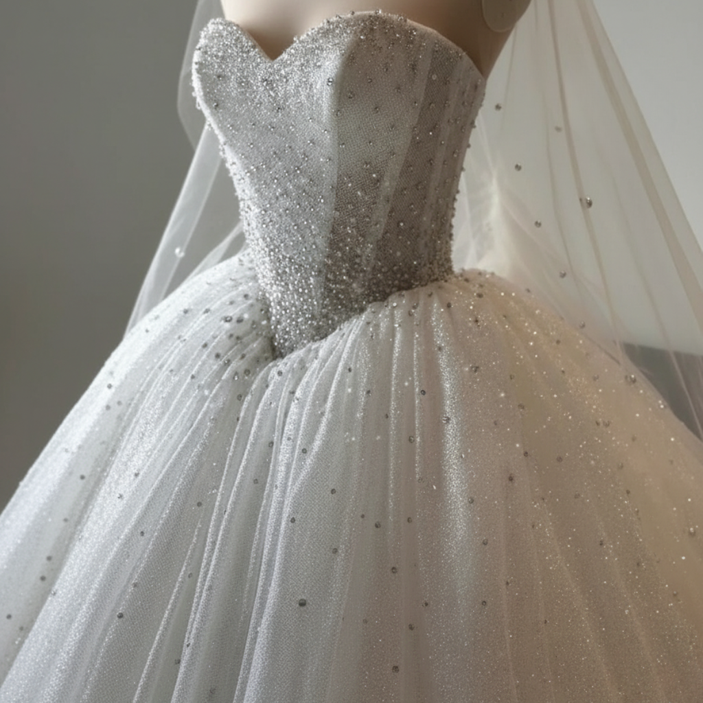 Sparkle Ball Gown Wedding Dress with Beaded Corset | Silque