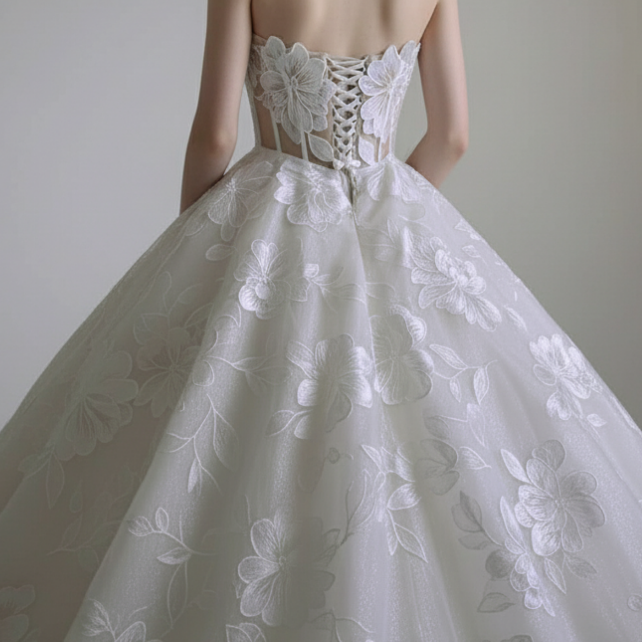 Exquisite Floral Ball Gown Wedding Dress – Diamond White | Silque Bridal
