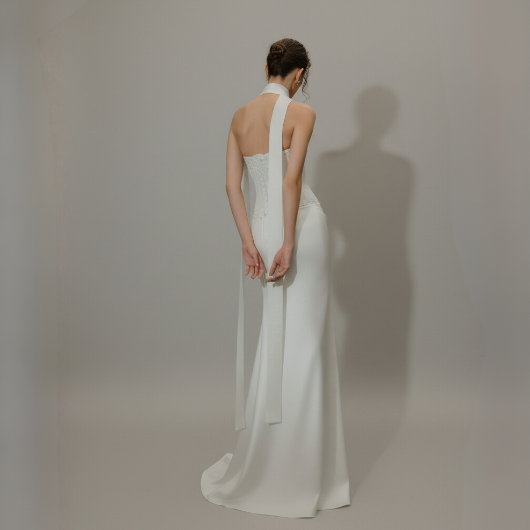 Modern Romantic Lace Fit and Flare Wedding Gown | Silque Bridal