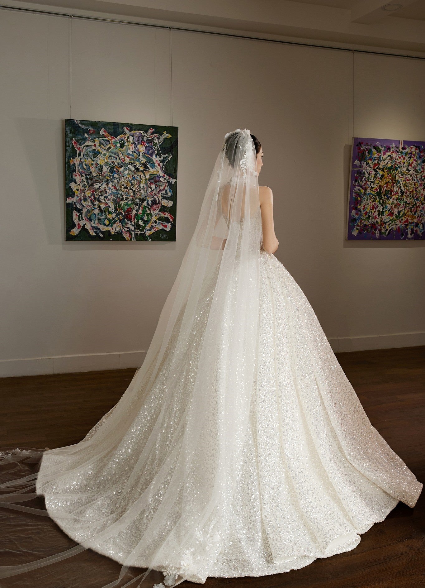 Full Glitter Ball Gown Wedding Dress – Strapless Luxury Bridal Gown