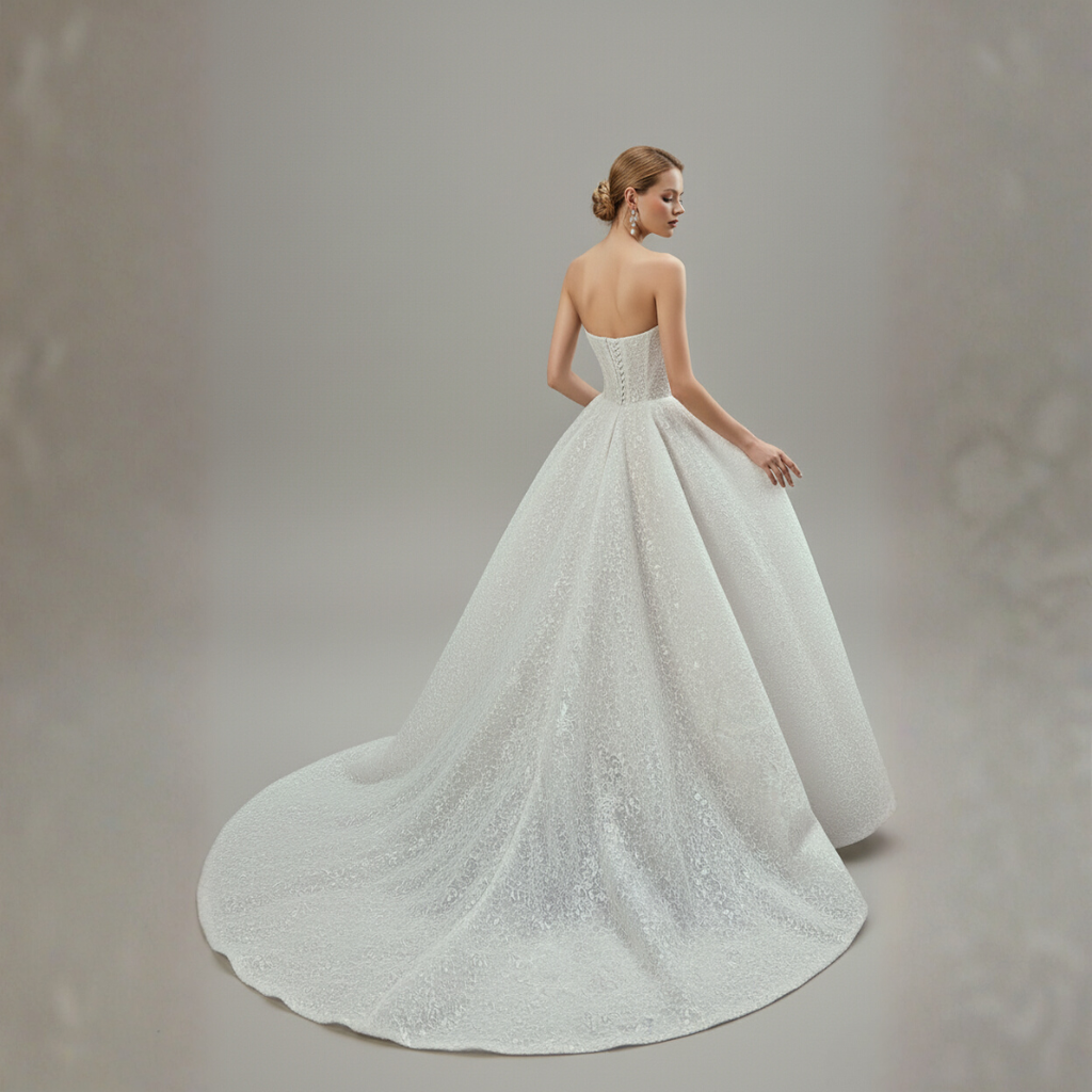 Strapless Lace Ball Gown Wedding Dress – Couture Floral Corset Bridal Gown | Silque Signature Lace Collection