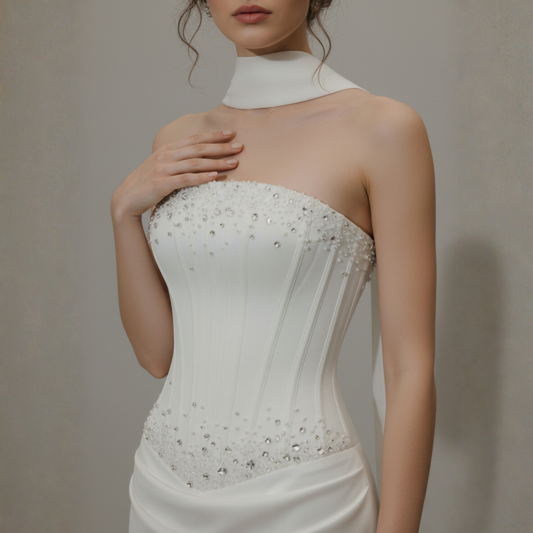 Modern Romantic Lace Fit and Flare Wedding Gown | Silque Bridal