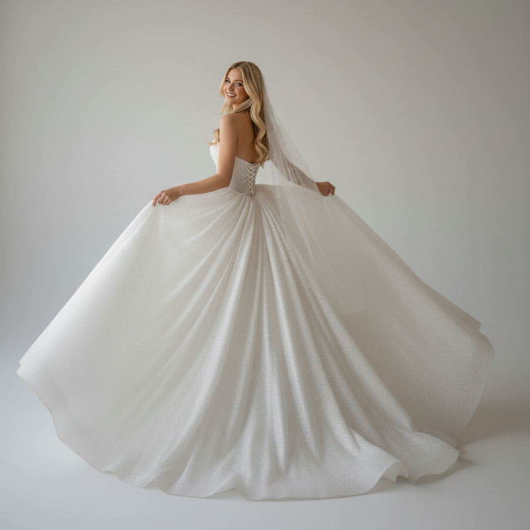 Sparkle Ball Gown Wedding Dress with Beaded Corset | Silque