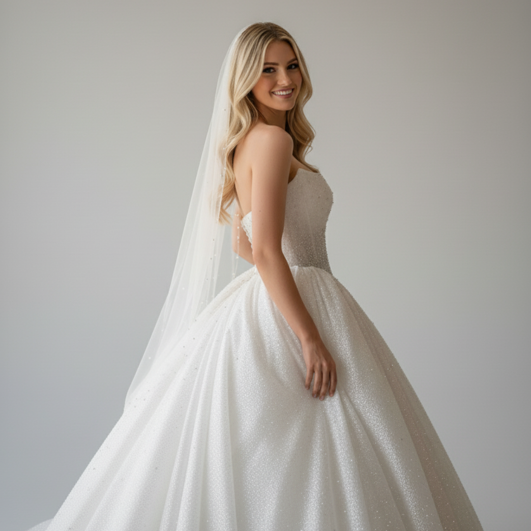 Sparkle Ball Gown Wedding Dress with Beaded Corset | Silque