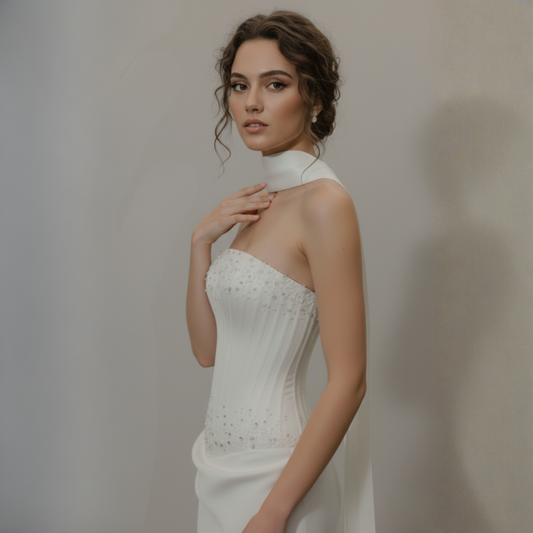 Modern Romantic Lace Fit and Flare Wedding Gown | Silque Bridal