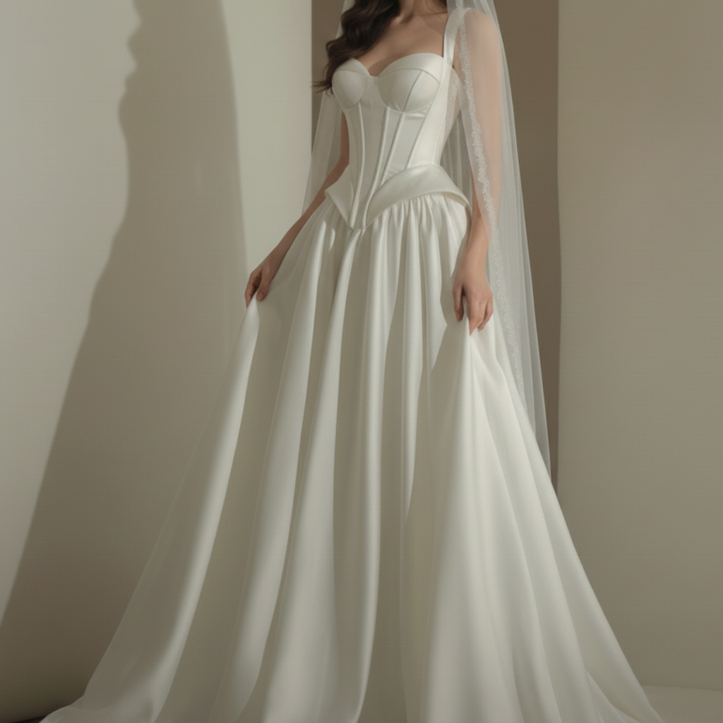 Corset Satin Sweetheart Wedding Gown – Silque Bridal