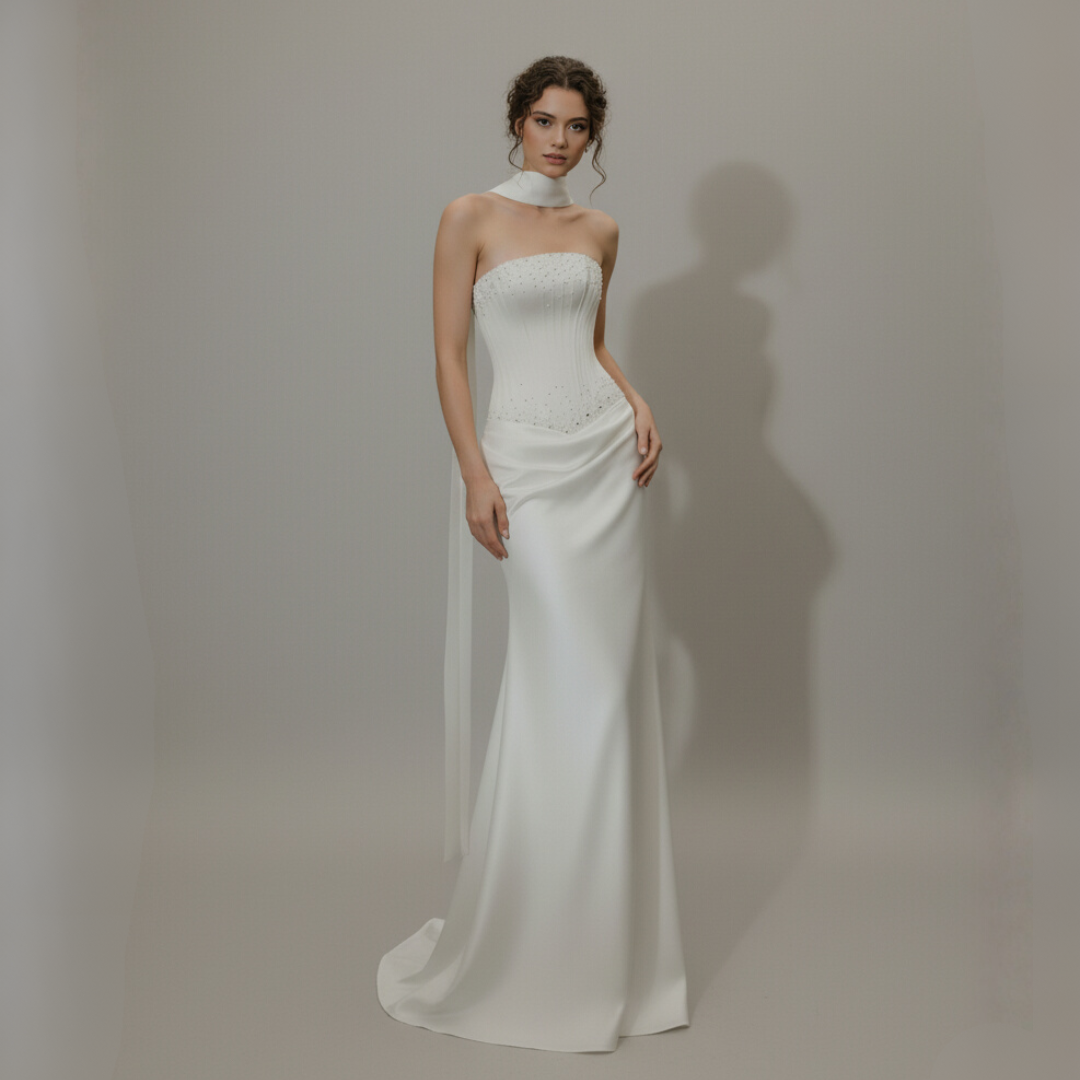 Modern Romantic Lace Fit and Flare Wedding Gown | Silque Bridal