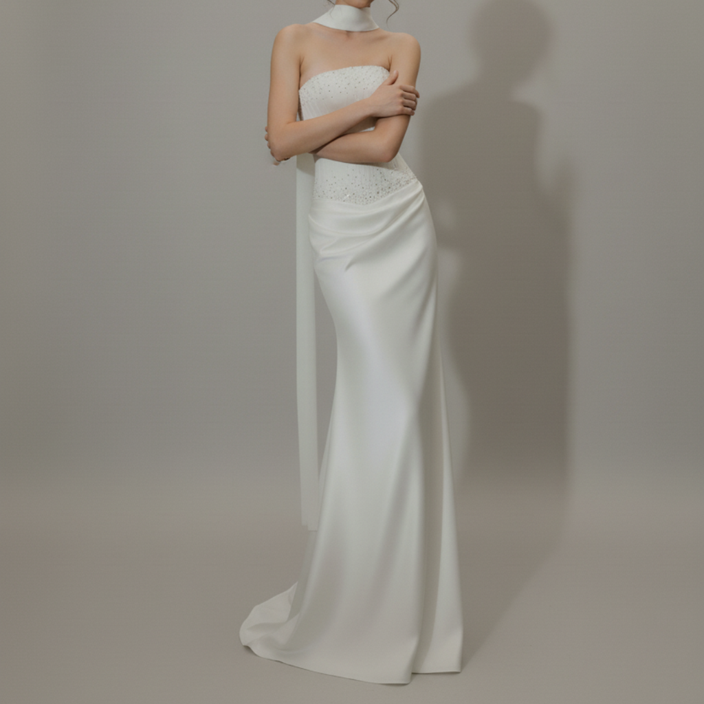 Modern Romantic Lace Fit and Flare Wedding Gown | Silque Bridal