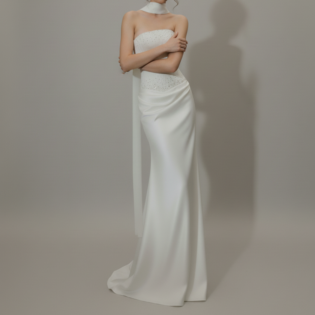 Modern Romantic Lace Fit and Flare Wedding Gown | Silque Bridal