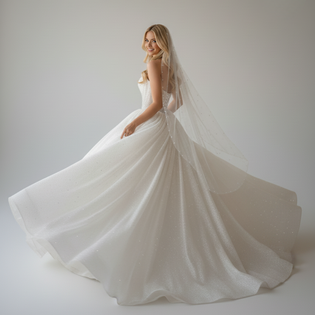 Sparkle Ball Gown Wedding Dress with Beaded Corset | Silque