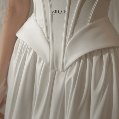 Corset Satin Sweetheart Wedding Gown – Silque Bridal - Wedding Dress - SilqueBridal