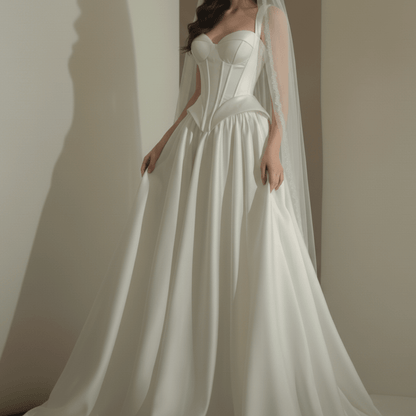 Corset Satin Sweetheart Wedding Gown – Silque Bridal - Wedding Dress - SilqueBridal