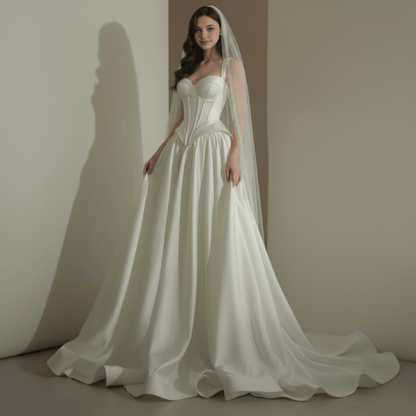 Corset Satin Sweetheart Wedding Gown – Silque Bridal - Wedding Dress - SilqueBridal