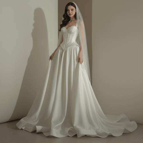 Corset Satin Sweetheart Wedding Gown – Silque Bridal - Wedding Dress - SilqueBridal