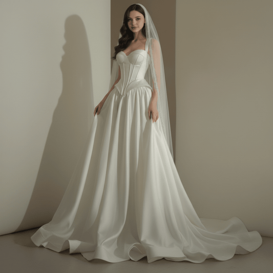 Corset Satin Sweetheart Wedding Gown – Silque Bridal - Wedding Dress - SilqueBridal