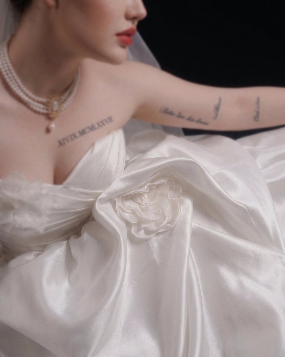 Dramatic Plus Size Strapless Draped Satin Ball Gown - Wedding Dress - SilqueBridal