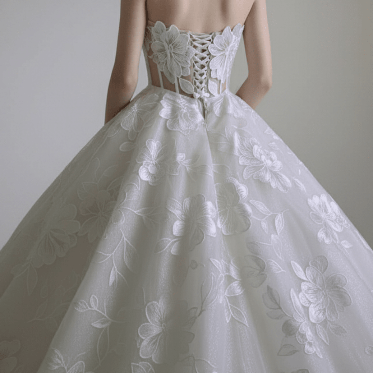 Exquisite Floral Ball Gown Wedding Dress – Diamond White | Silque Bridal - Wedding Dress - SilqueBridal