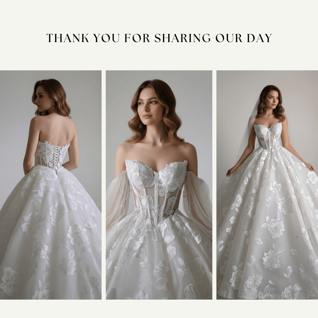 Exquisite Floral Ball Gown Wedding Dress – Diamond White | Silque Bridal - Wedding Dress - SilqueBridal