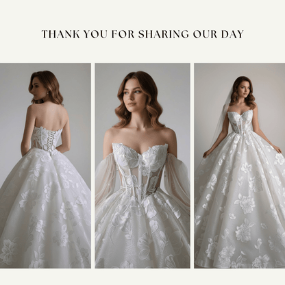 Exquisite Floral Ball Gown Wedding Dress – Diamond White | Silque Bridal - Wedding Dress - SilqueBridal