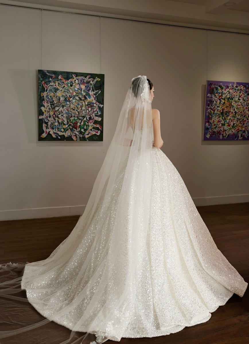 Full Glitter Ball Gown Wedding Dress – Strapless Luxury Bridal Gown - Wedding Dress - SilqueBridal