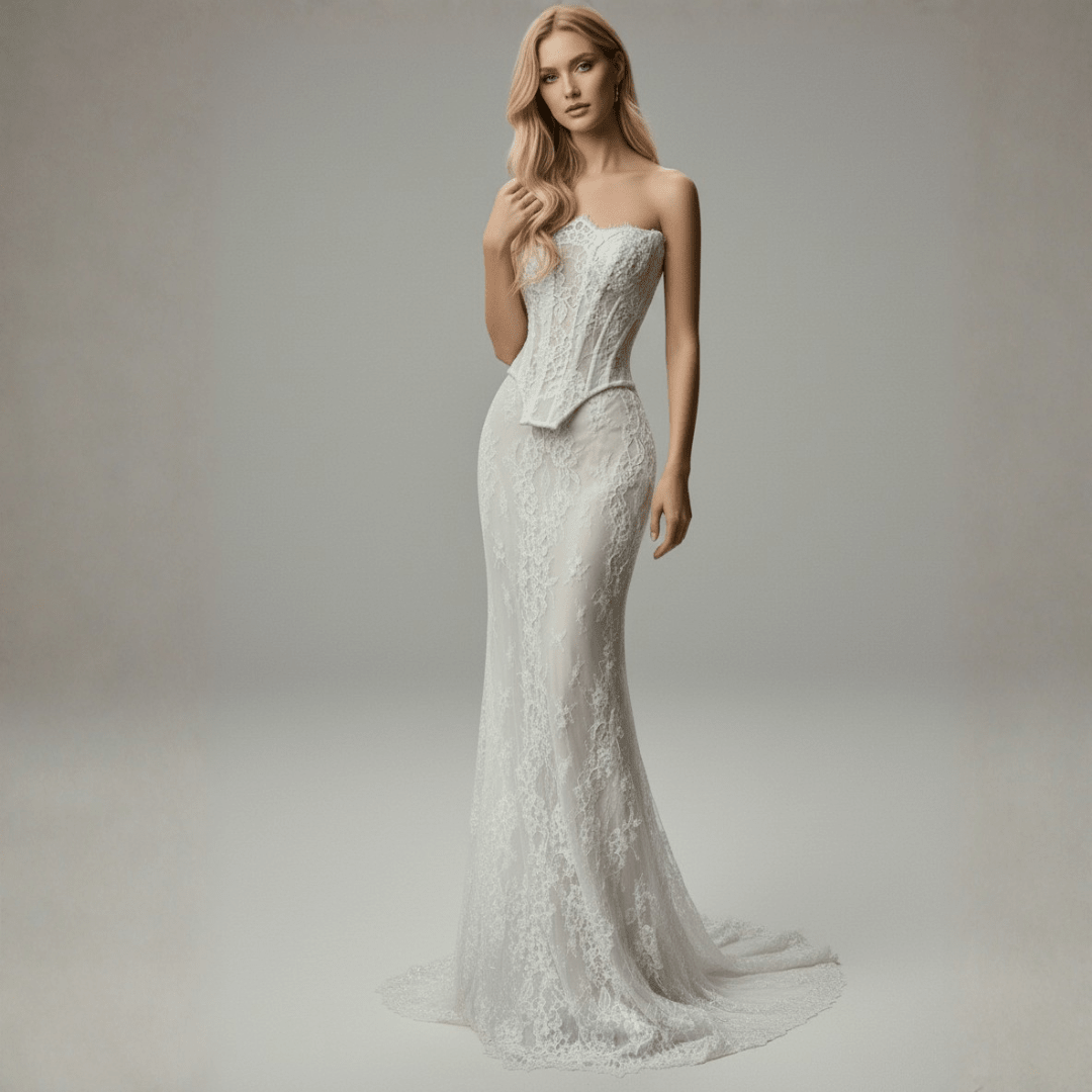 Lace Corset Wedding Dress – Modern Romantic Fit - Wedding Dress - SilqueBridal
