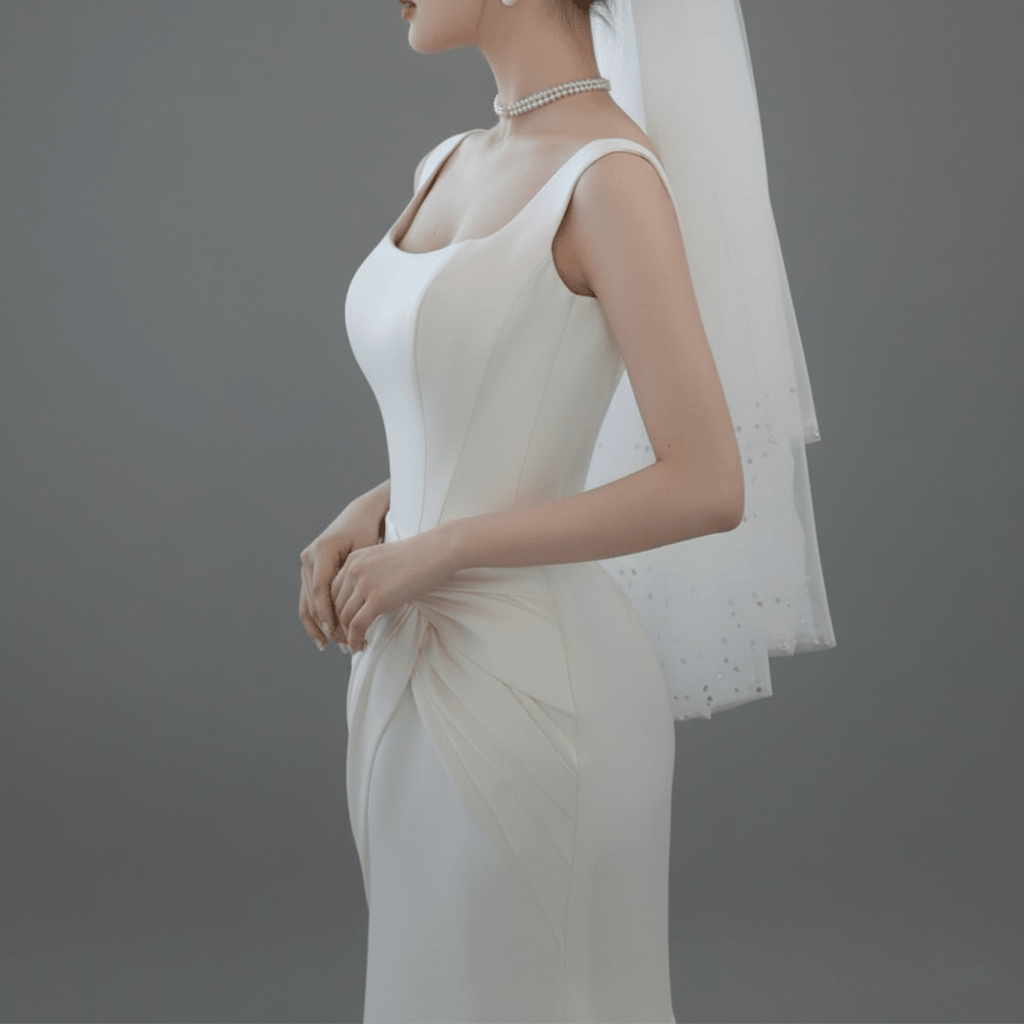 Minimalist Square - Neck Fit and Flare Wedding Dress | Silque Bridal - Wedding Dress - SilqueBridal