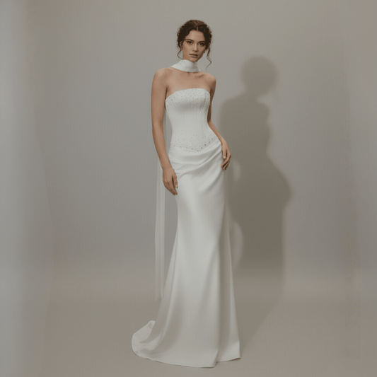 Modern Romantic Lace Fit and Flare Wedding Gown | Silque Bridal - Wedding Dress - SilqueBridal