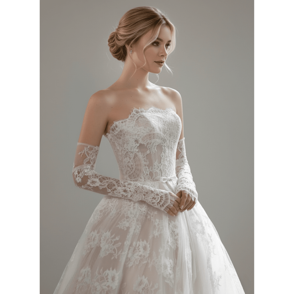 Off Shoulder Lace Wedding Dress with Long Sleeves – Romantic Corset Bridal Gown | Silque Bridal - Wedding Dress - SilqueBridal