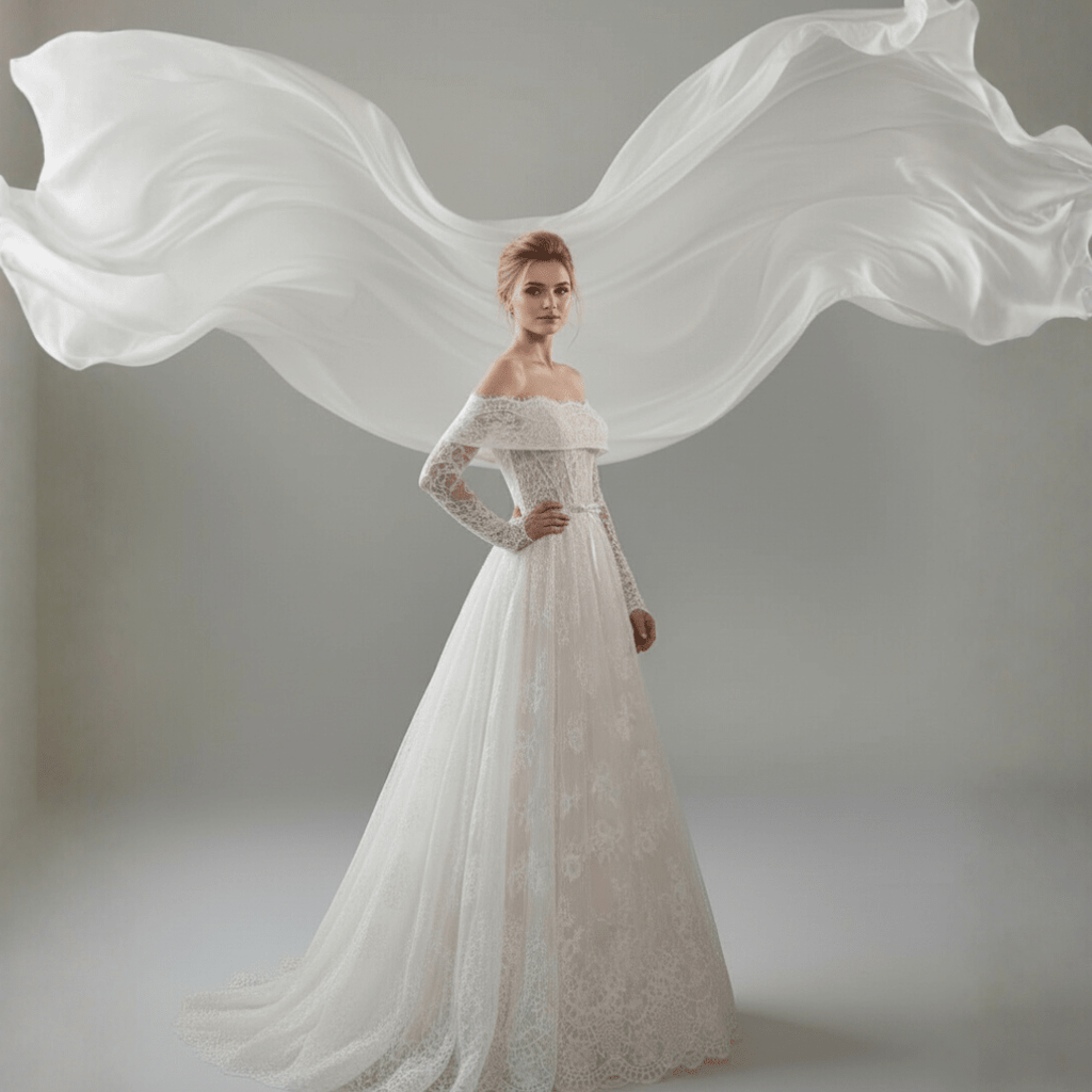 Off Shoulder Lace Wedding Dress with Long Sleeves – Romantic Corset Bridal Gown | Silque Bridal - Wedding Dress - SilqueBridal