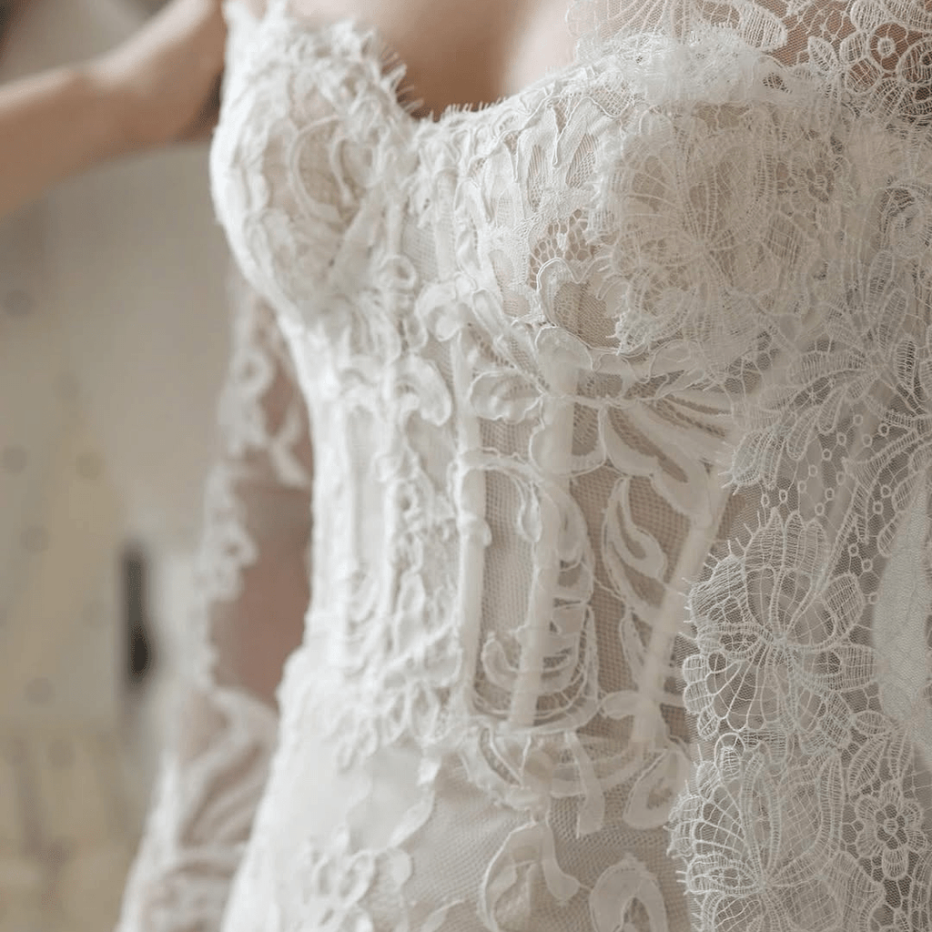 Off - Shoulder Long Sleeve Lace Wedding Dress – Timeless Romantic Elegance | Silque Bridal - Wedding Dress - SilqueBridal