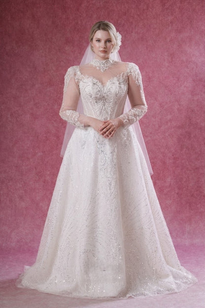 plus size pink wedding dress Modest Long Sleeve Lace A-Line Bridal Gown – SilqueBridal spring celebrations Gothic Queen luxe rose BLACK BEADED DRESS Size:Extra Large Extra Tall