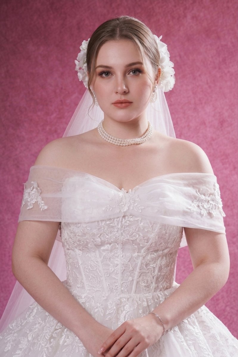 plus size off the shoulder dress white Ball Gown Wedding Lace Princess Bridal Gown Size_4XL Embrace timeless elegance with Beaded Beach Cover Up Size:US 18Plus / UK 22 / EU 48