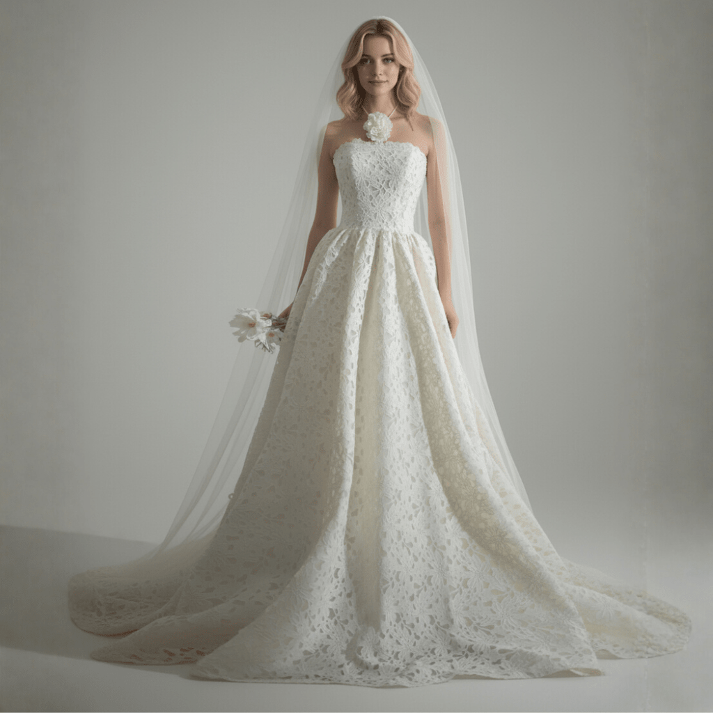 Strapless Lace Ball Gown Wedding Dress with Structured Bodice | Silque - Wedding Dress - SilqueBridal
