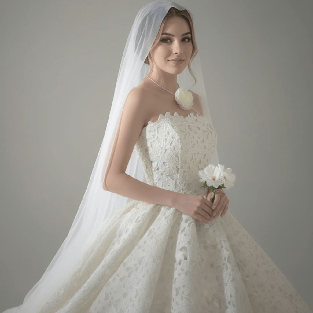 Strapless Lace Ball Gown Wedding Dress with Structured Bodice | Silque - Wedding Dress - SilqueBridal