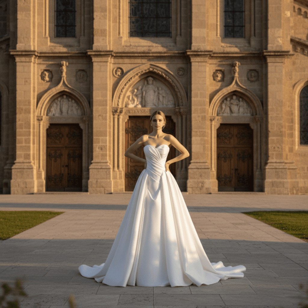 Strapless Satin Ball Gown with Draped Corset – Timeless Modern Romance | Silque Bridal - Wedding Dress - SilqueBridal