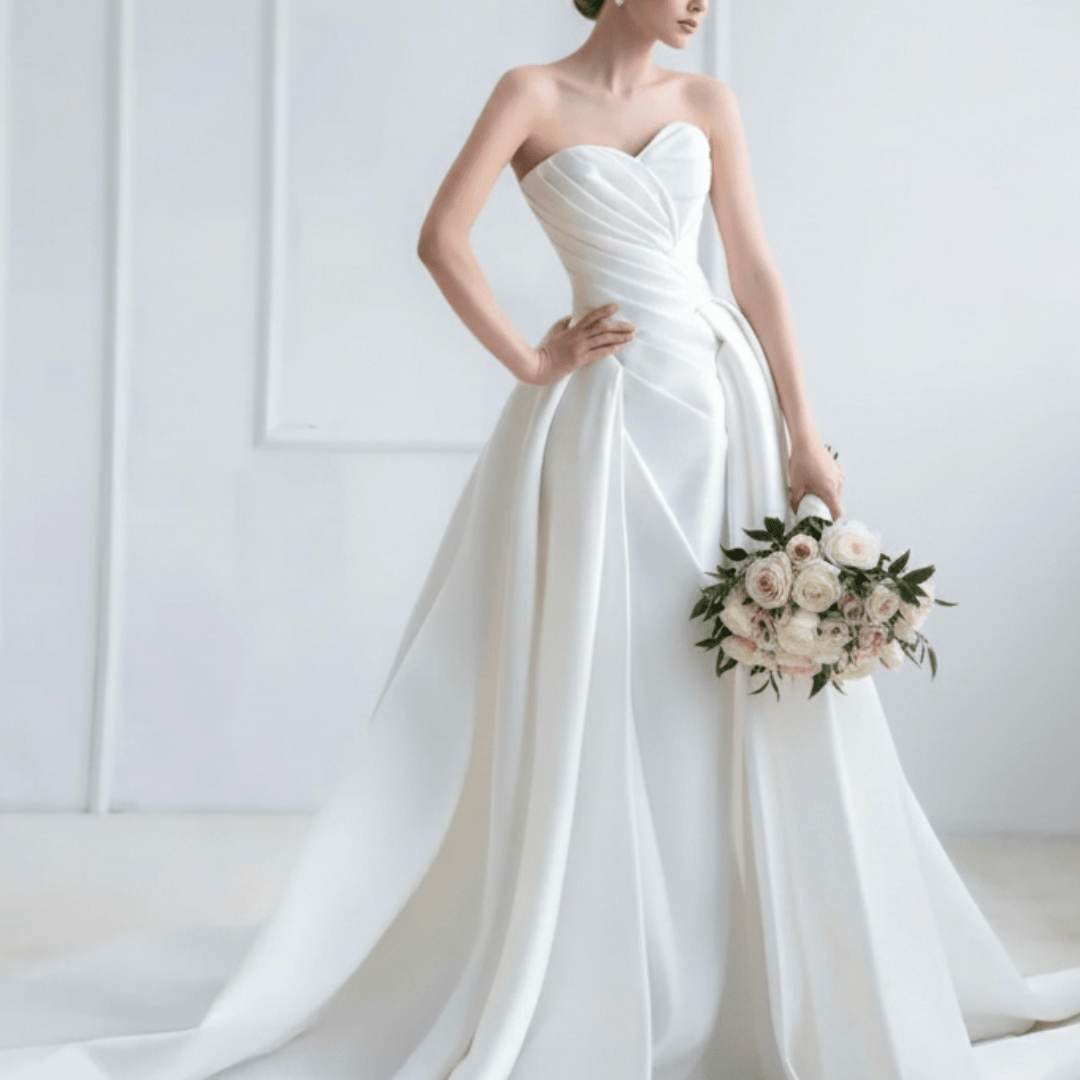Strapless Satin Ball Gown with Draped Corset – Timeless Modern Romance | Silque Bridal - Wedding Dress - SilqueBridal