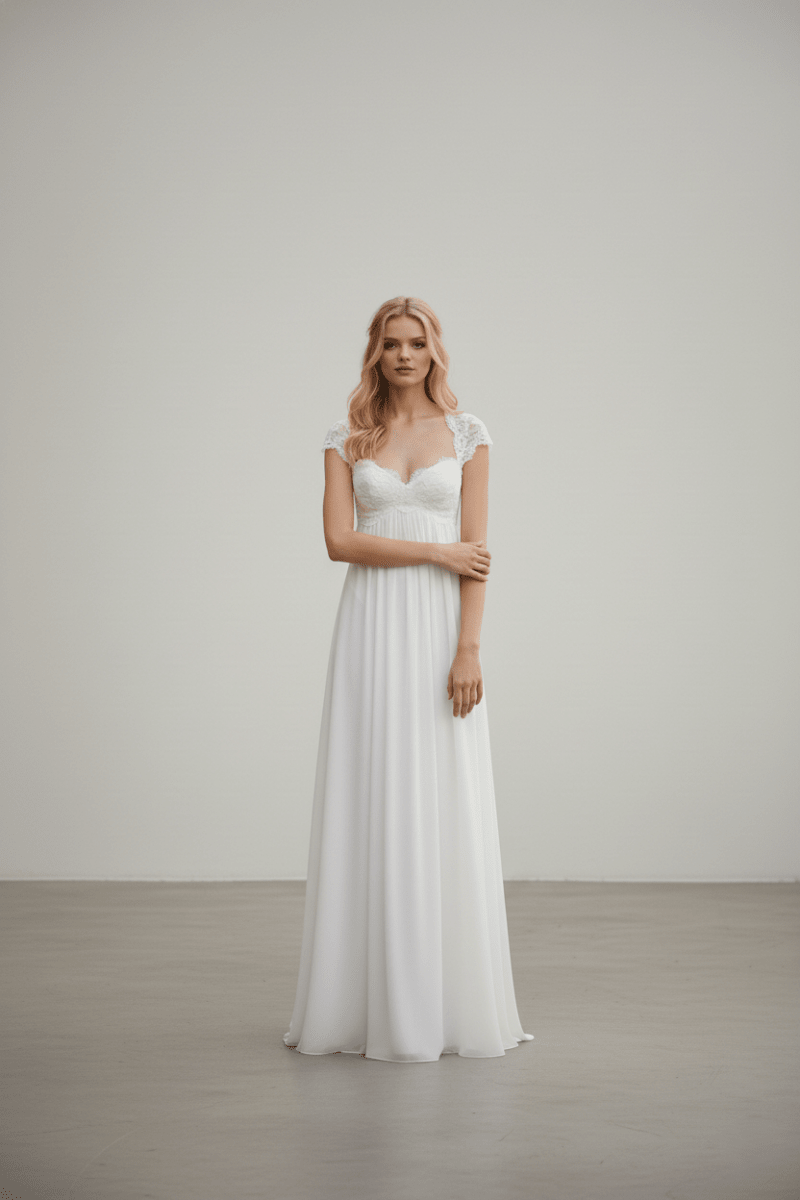 The Juliet Gown - Romantic Lace Cap Sleeve Empire Waist Wedding Dress - Wedding Dress - SilqueBridal
